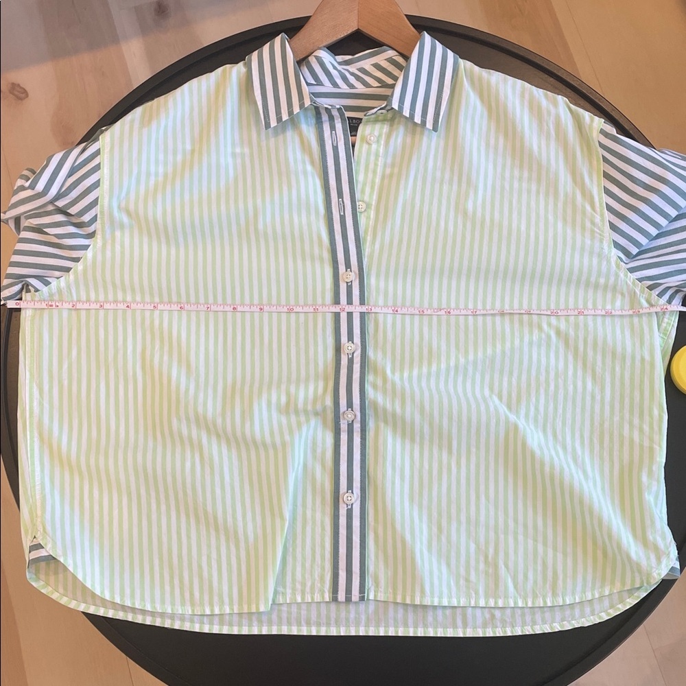 Talbots oversized cropped poplin short shirt blooming stripe - Picture 7 of 9